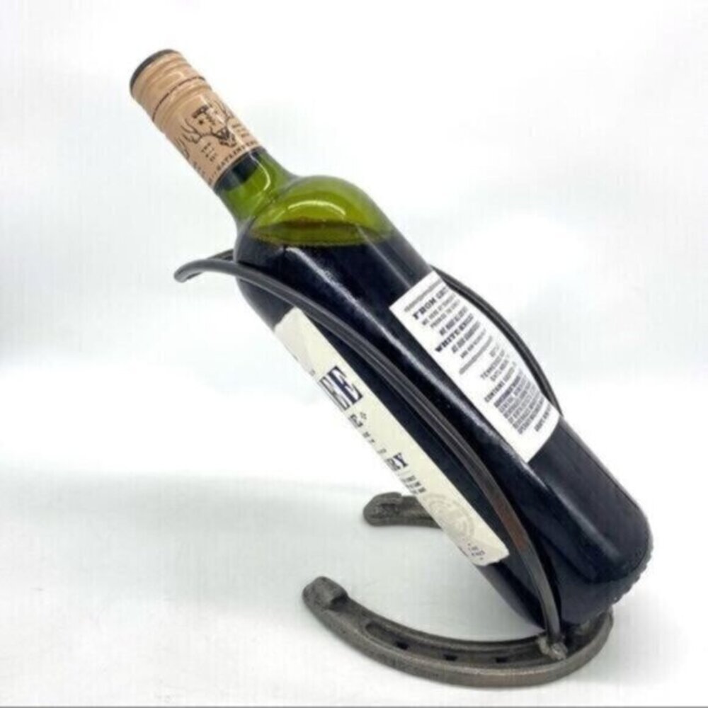 Rustic Horseshoe Wine Bottle Holder